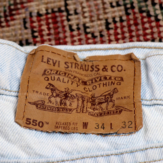 Levi's 550 Orange Tab W34 L31 Tapered Leg Relaxed Fit Blue Denim Jeans