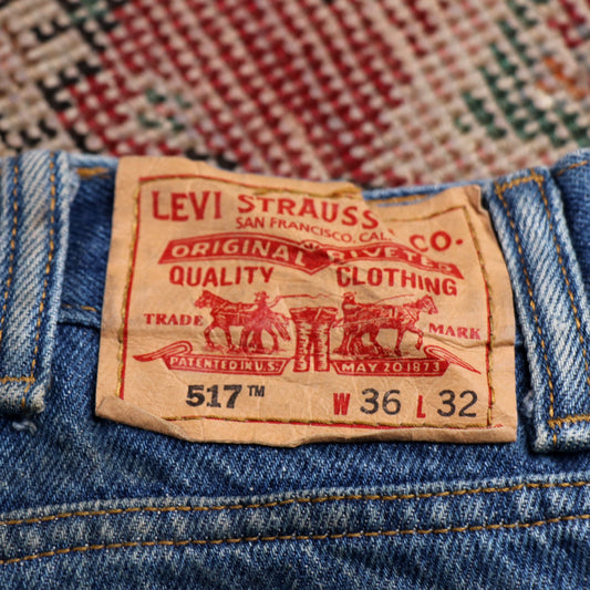 Levi's 517 W38 L33 Bootcut Slim Fit Blue Denim Jeans