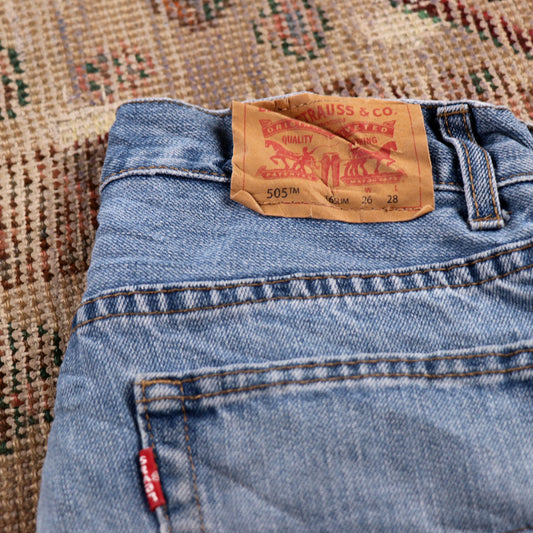 Levi's 505 W28 L27 Straight Leg Regular Fit Blue Denim Jeans
