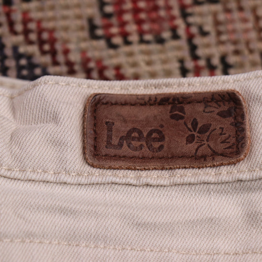Lee W34 L28 Straight Leg Loose Fit Beige Denim Jeans
