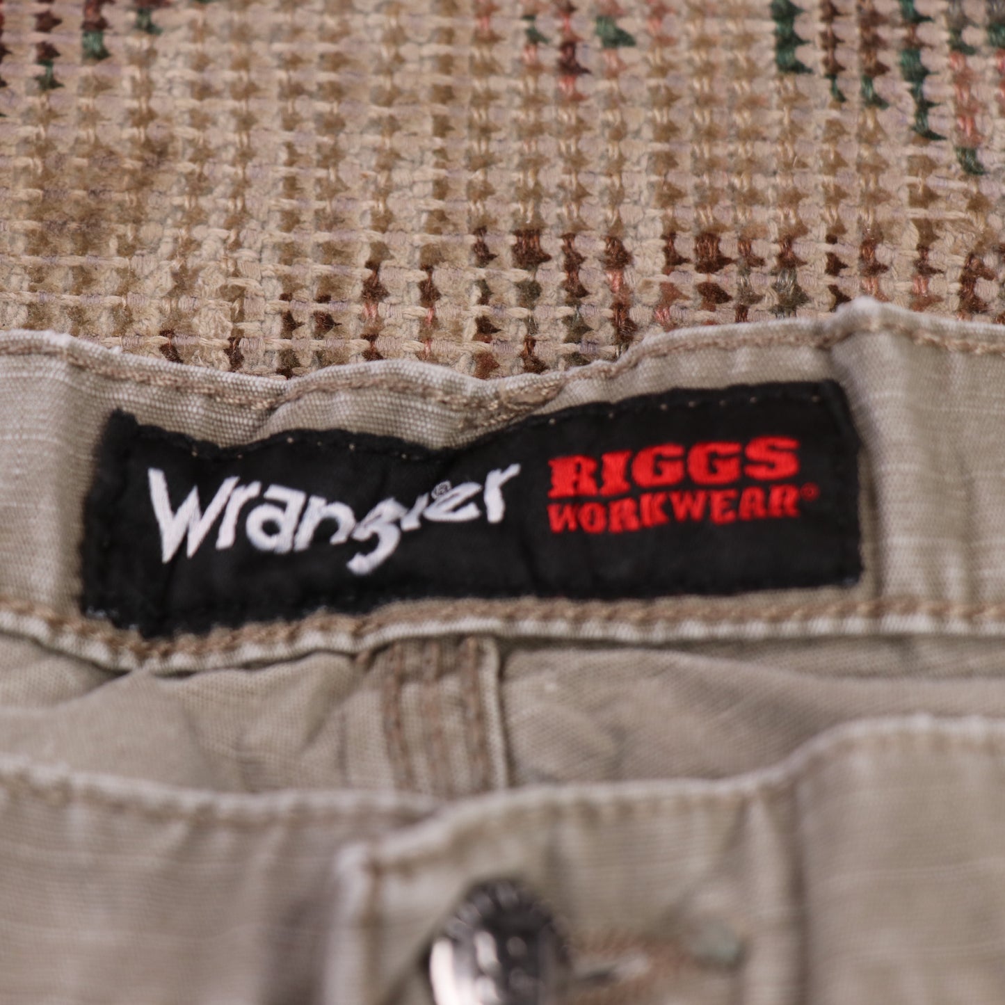 Wrangler Double Knee W38 L32 Cargo Beige Denim Trousers