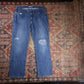 Lee W36 L29 Straight Leg Classic Ripped Style Blue Denim Jeans