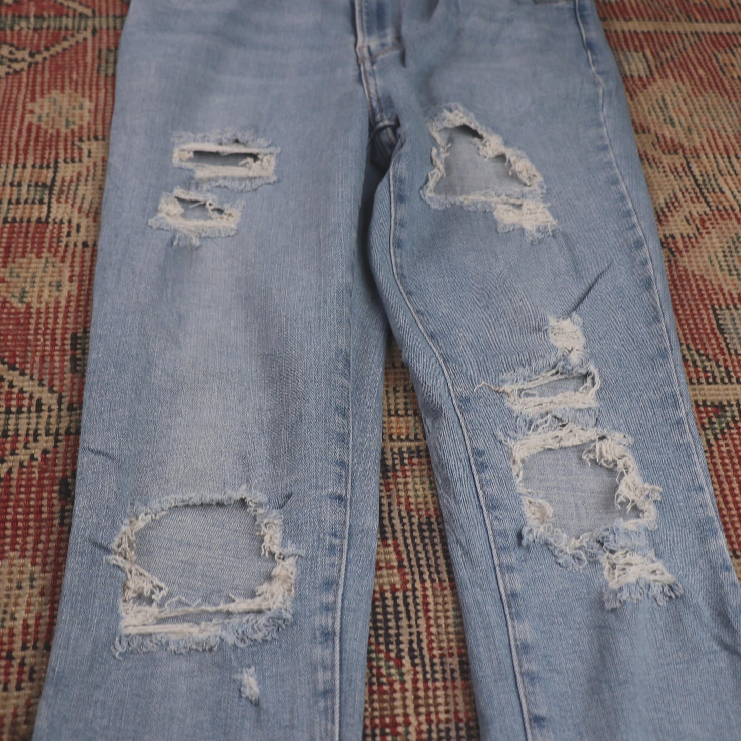 Levi's 721 W26 L27 Skinny Classic Ripped Style Blue Denim Jeans