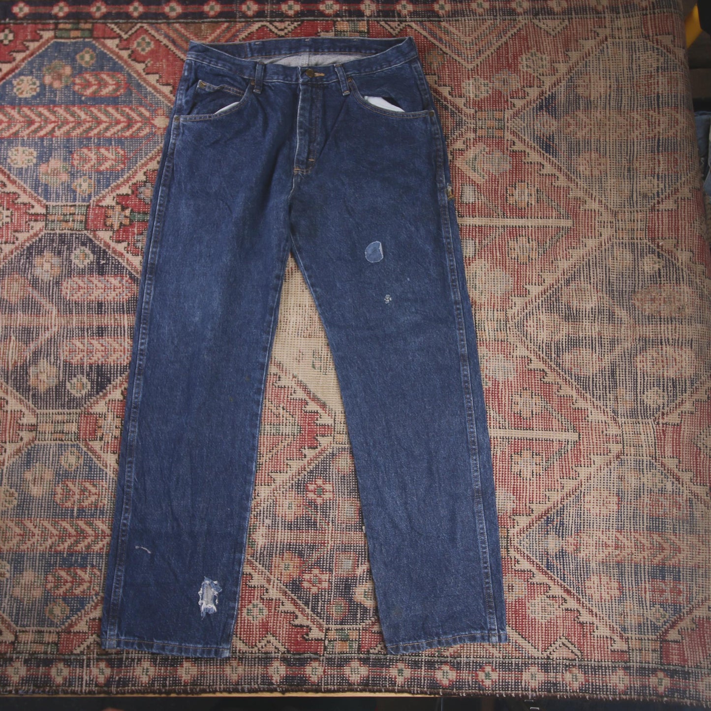 Wrangler W32 L30 Straight Leg Relaxed Fit Blue Denim Jeans