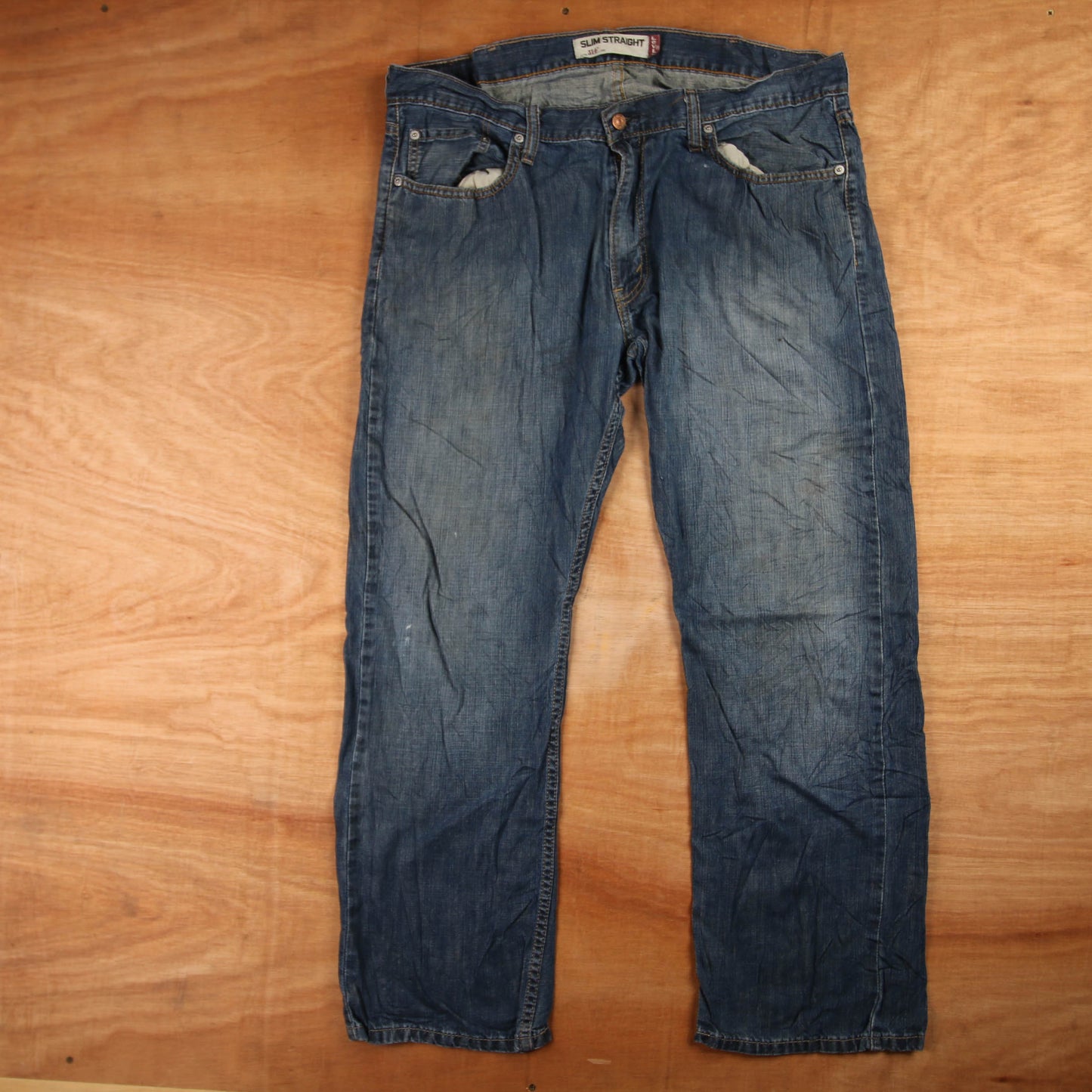 Levi's 514 Red Tab W38 L30 Straight Leg Blue Denim Jeans