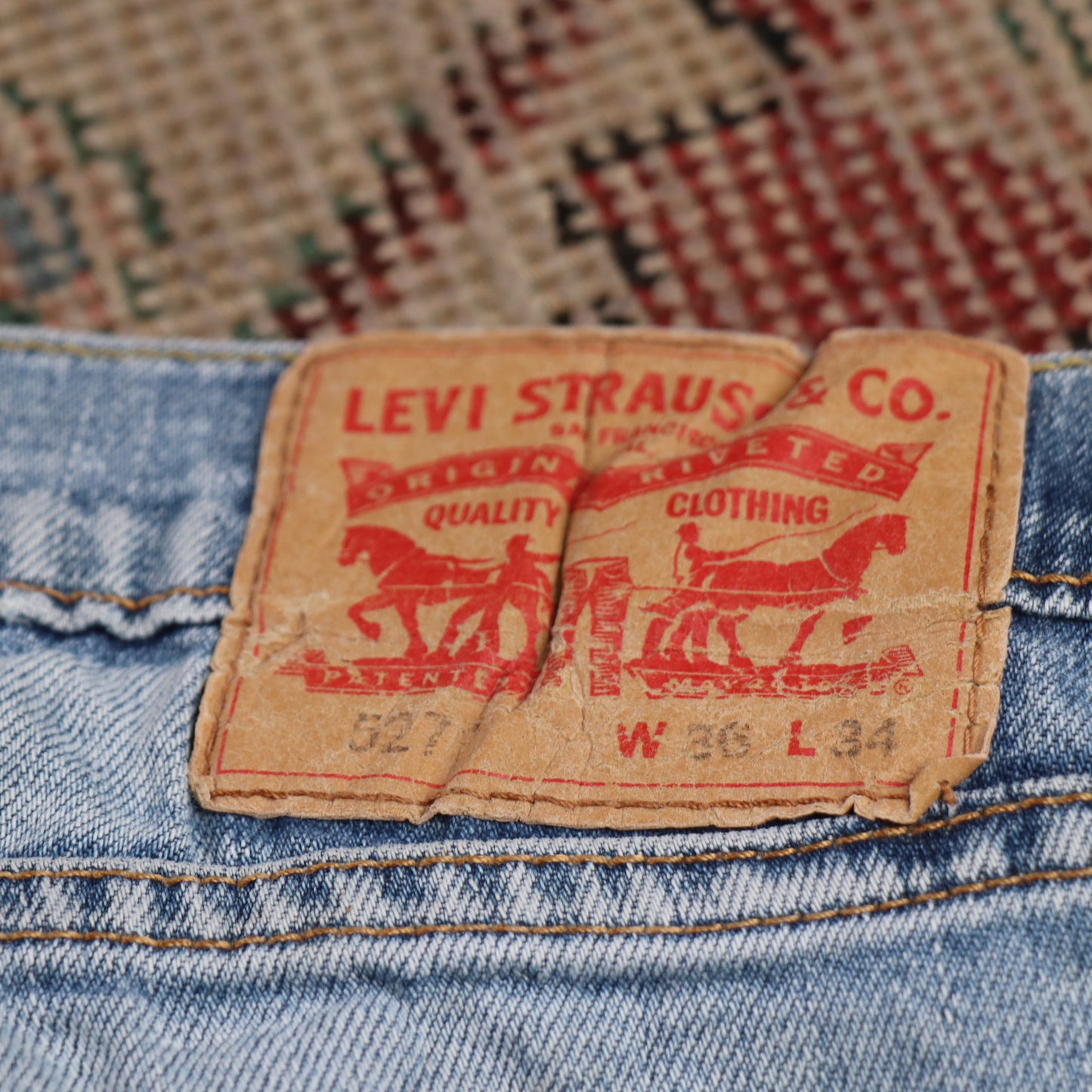 Levi's 527 W36 L24 Bootcut Distressed Style Blue Denim Jeans