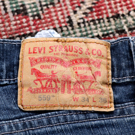 Levi's 559 Red Tab W34 L35 Straight Leg Relaxed Fit Blue Denim Jeans