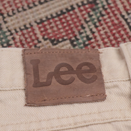 Lee W36 L32 Straight Leg Loose Fit Beige Denim Jeans