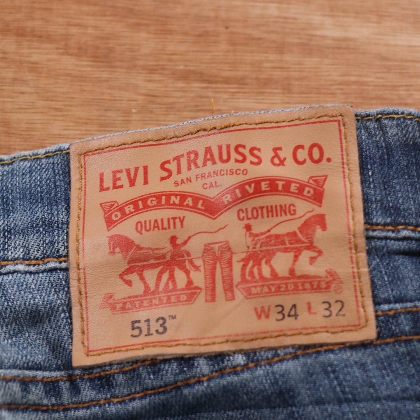 Levi's 513 Red Tab W34 L32 Straight Leg Slim Fit Blue Denim Jeans