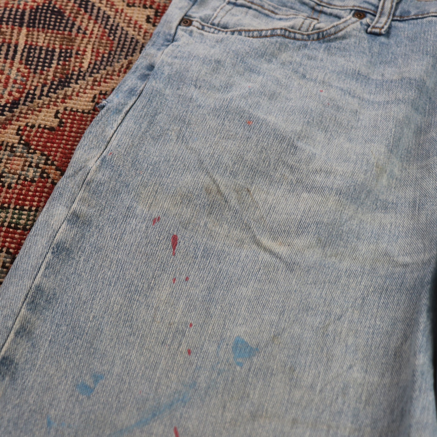 Wrangler W38 L33 Straight Leg Relaxed Fit Blue Denim Jeans