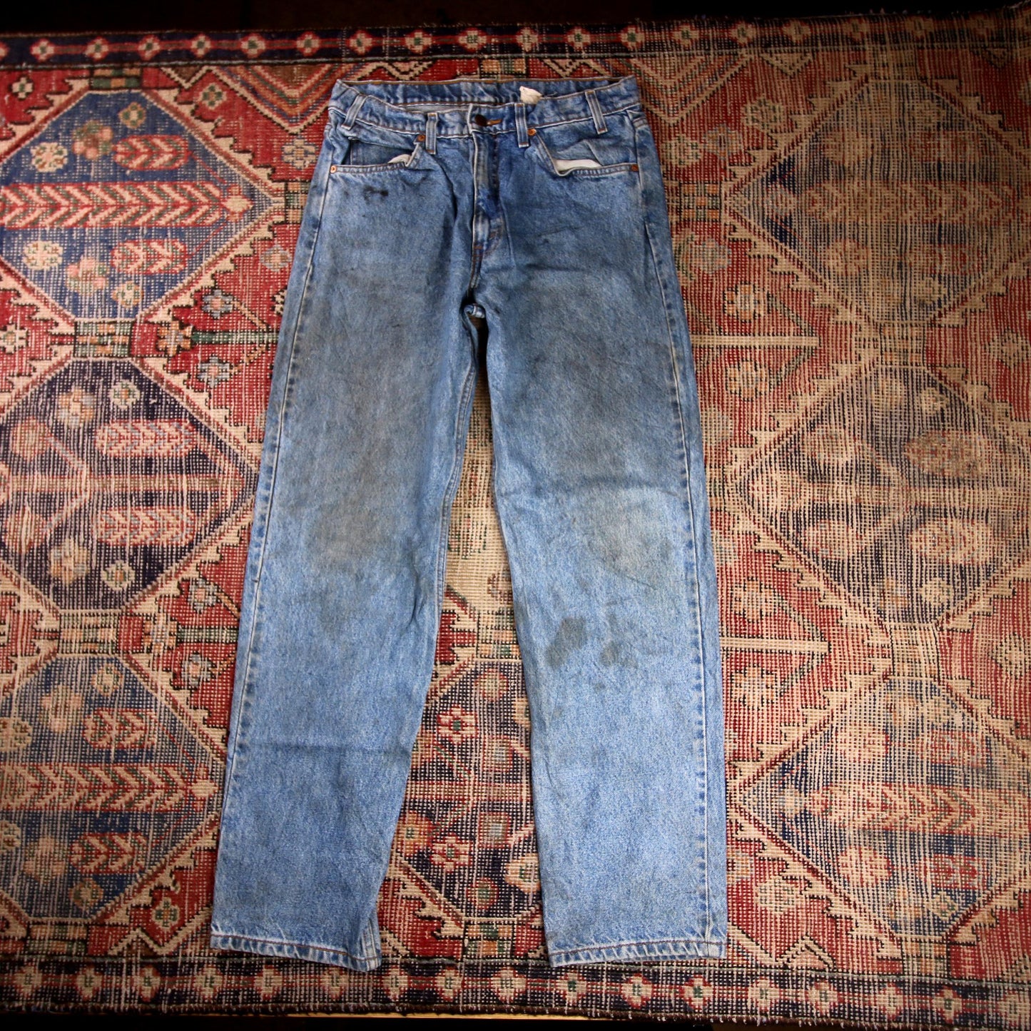 Levi's 550 Orange Tab W30 L32 Tapered Leg Relaxed Fit Blue Denim Jeans