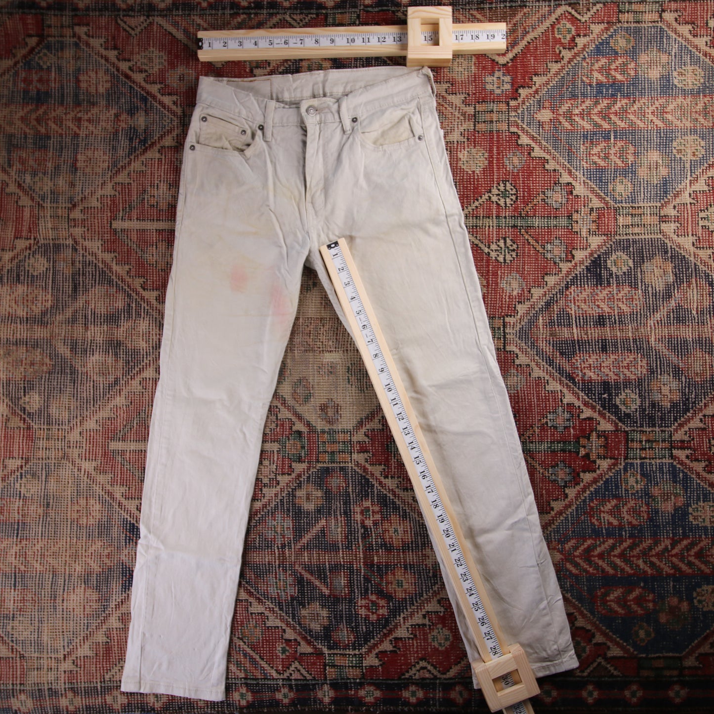 Levi's 502 White Tab W30 L29 Tapered Leg Regular Fit White Denim Jeans