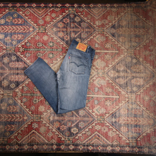 Levi's 513 W30 L30 Straight Leg Slim Fit Classic Ripped Style Blue Denim Jeans