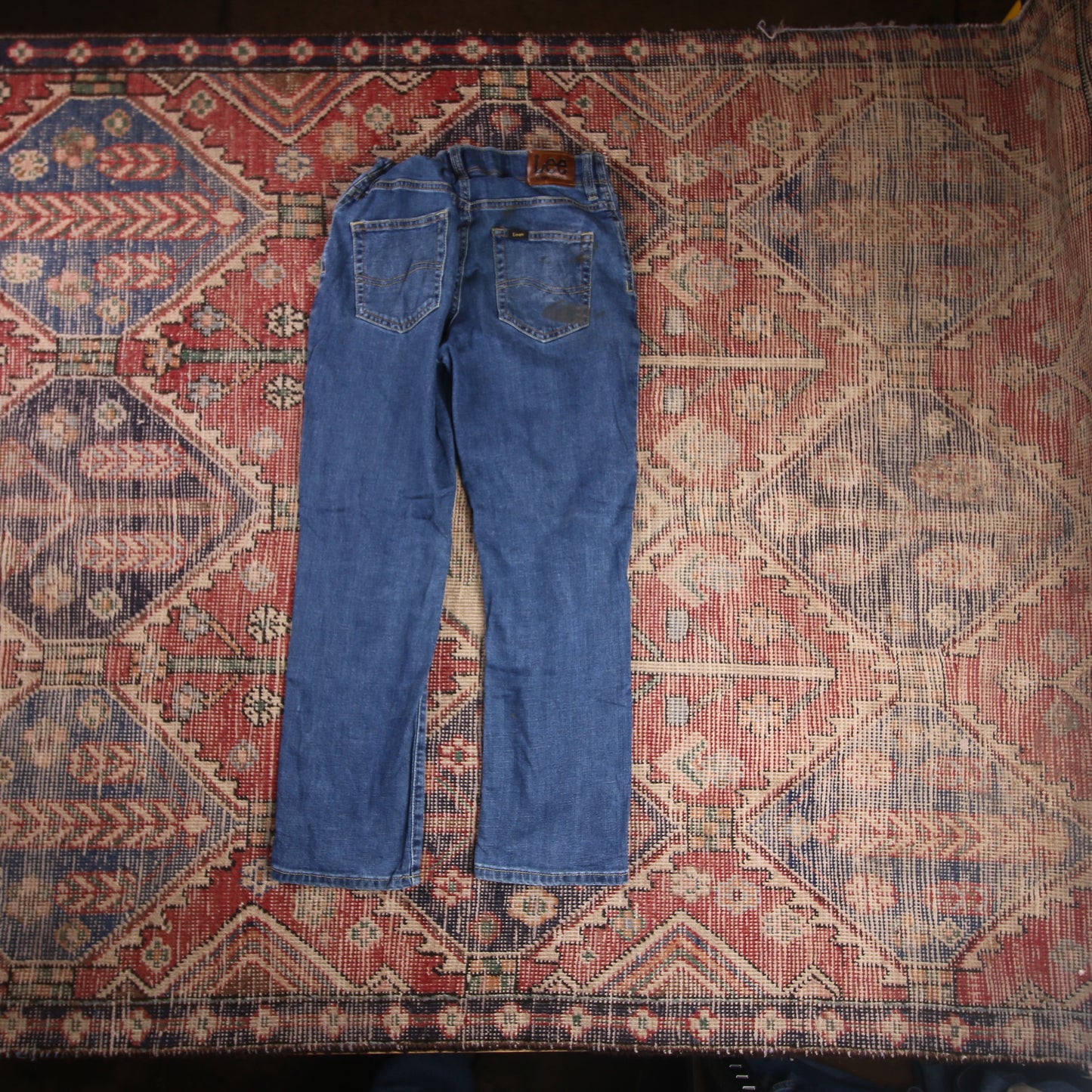 Lee W28 L24 Straight Leg Blue Denim Jeans