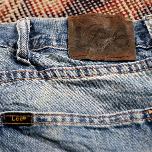 Lee W34 L32 Straight Leg Relaxed Fit Blue Denim Jeans