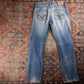 Levi's 506 Red Tab W34 L34 Straight Leg Classic Ripped Style Blue Denim Jeans