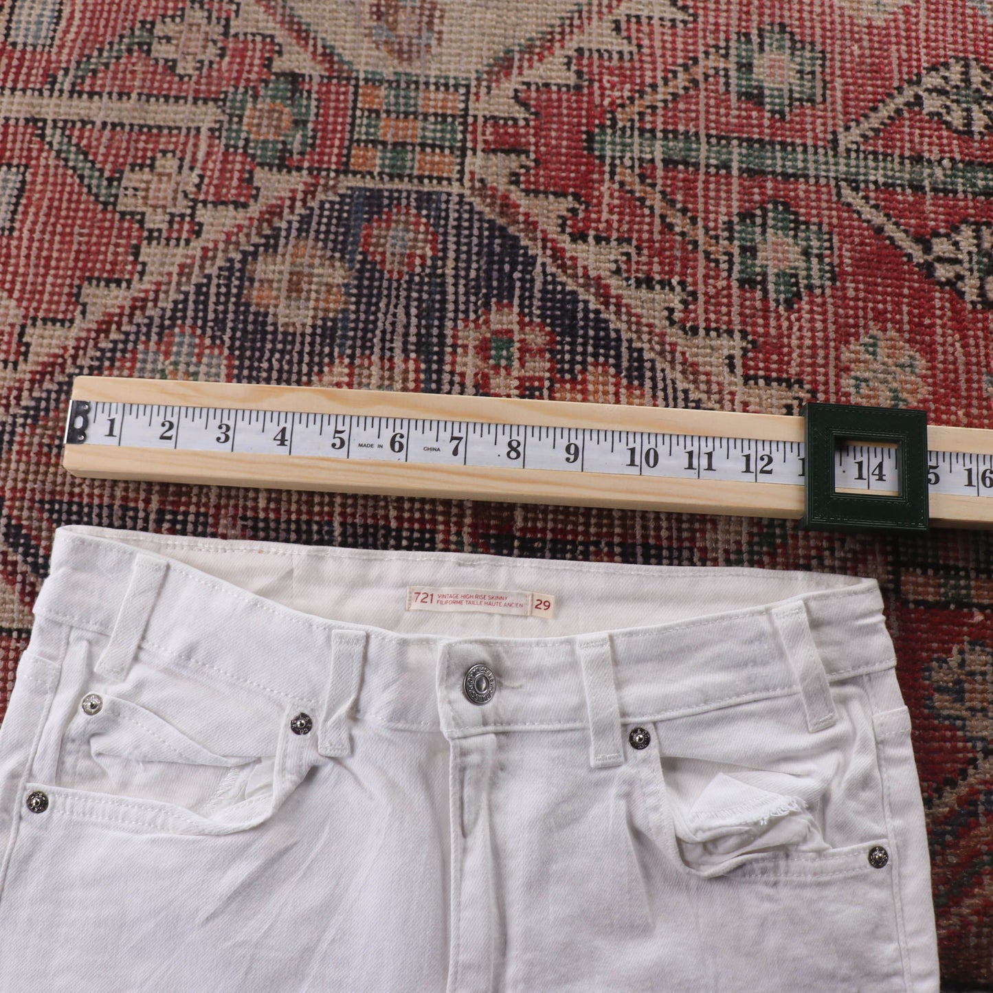 Levi's 721 Red Tab W28 L25 Straight Leg White Denim Jeans