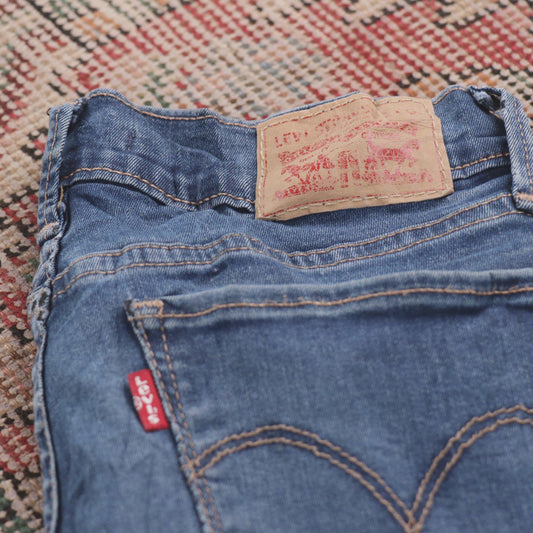 Levi's 710 W28 L29 Skinny Classic Ripped Style Blue Denim Jeans