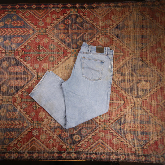 Lee W36 L29 Tapered Leg Relaxed Fit Classic Ripped Style Blue Denim Jeans