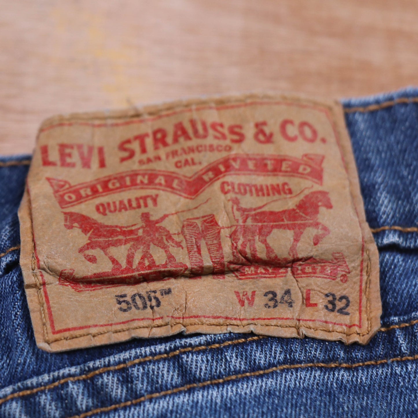 Levi's 505 Red Tab W34 L31 Straight Leg Regular Fit Blue Denim Jeans