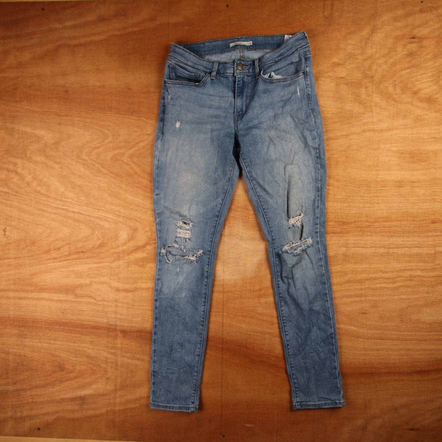 Levi's 711 Red Tab W30 L28 Skinny Classic Ripped Style Blue Denim Jeans