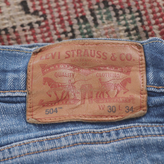 Levi's 504 Red Tab W30 L32 Straight Leg Regular Fit Blue Denim Jeans