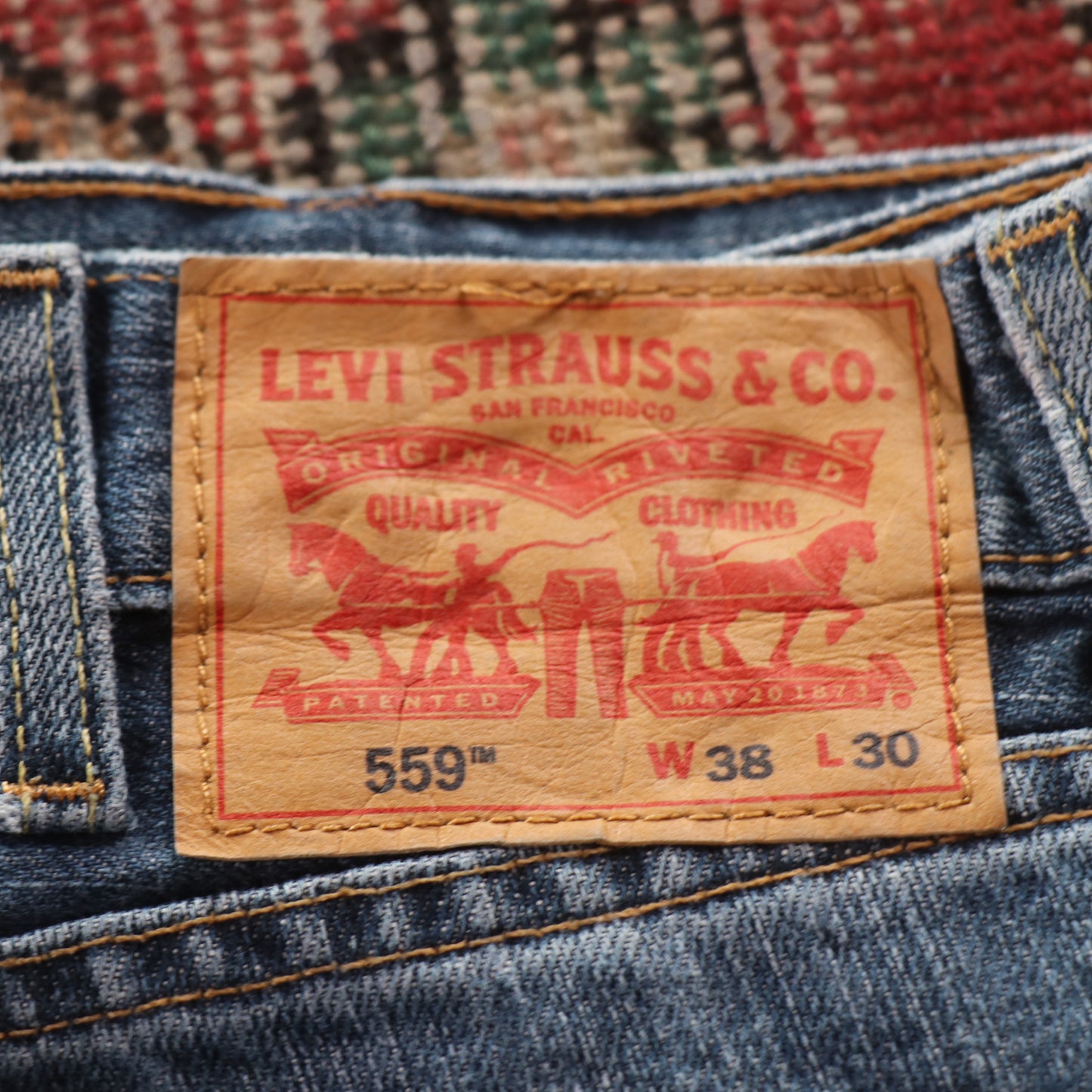 Levi's 559 Red Tab W40 L30 Straight Leg Relaxed Fit Blue Denim Jeans