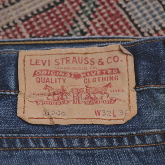 Levi's 37506 W34 L32 Straight Leg Blue Denim Jeans
