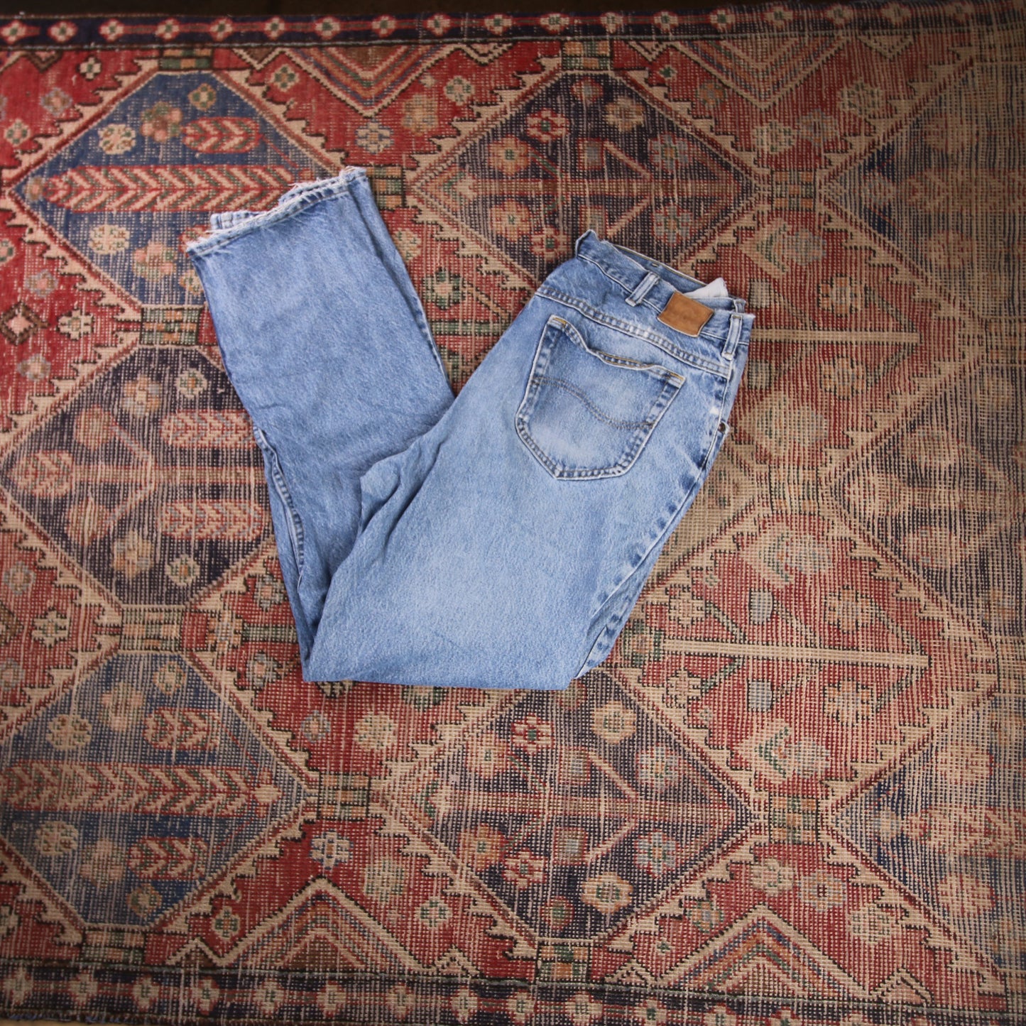 Lee W36 L32 Straight Leg Relaxed Fit Blue Denim Jeans