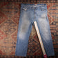 Wrangler Orange Tab W44 L29 Relaxed Classic Ripped Style Blue Denim Jeans
