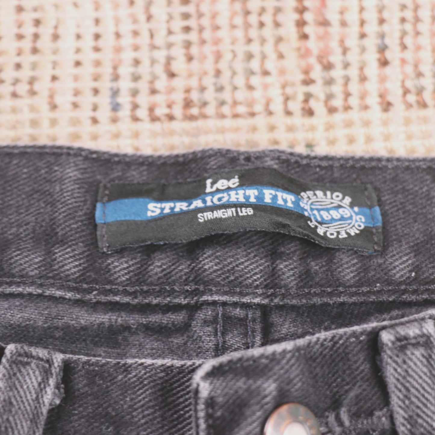 Lee W32 L29 Straight Leg Loose Fit Black Denim Jeans