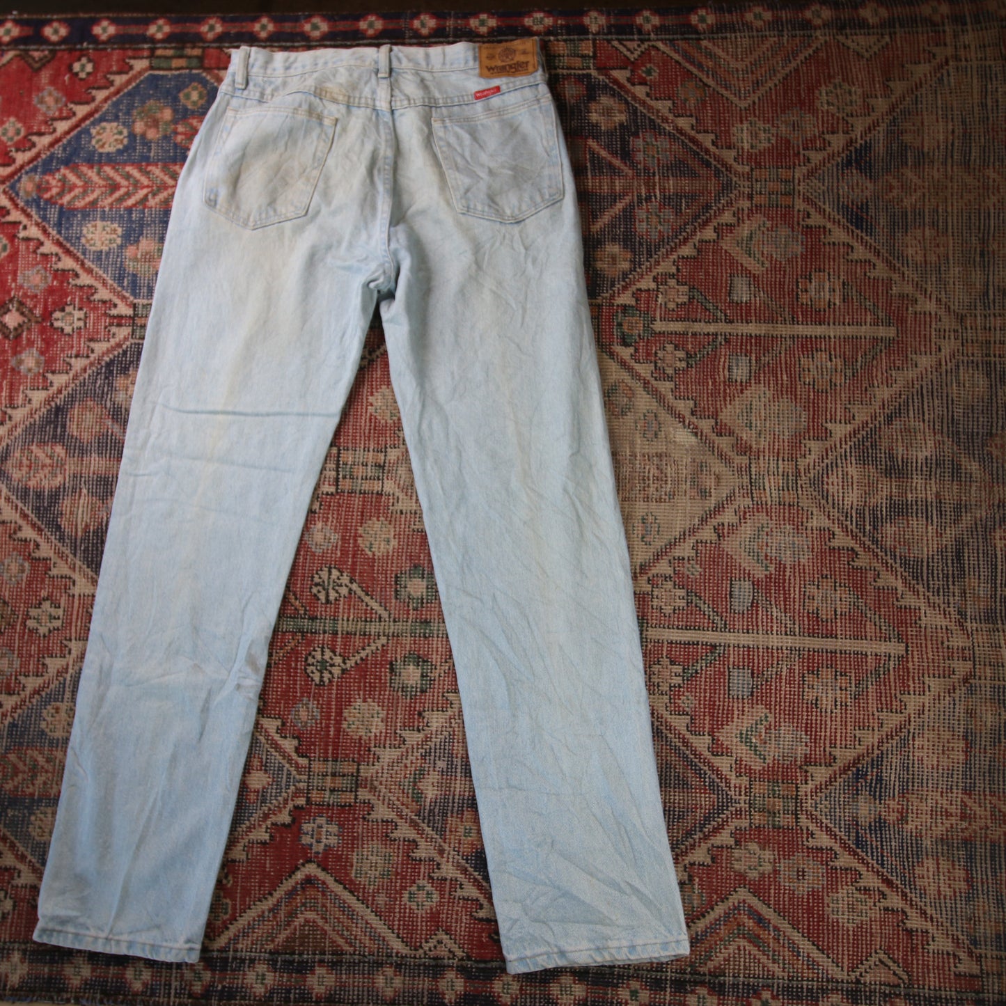 Wrangler W34 L32 Straight Leg Relaxed Fit Blue Denim Jeans
