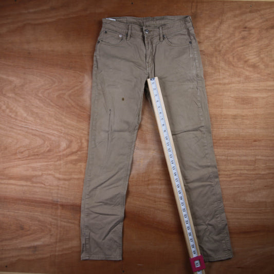 Levi's 511 Red Tab W30 L31 Slim Fit Classic Ripped Style Beige Denim Jeans