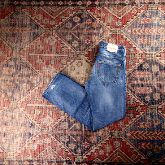 Levi's 506 W32 L30 Straight Leg Classic Ripped Style Blue Denim Jeans