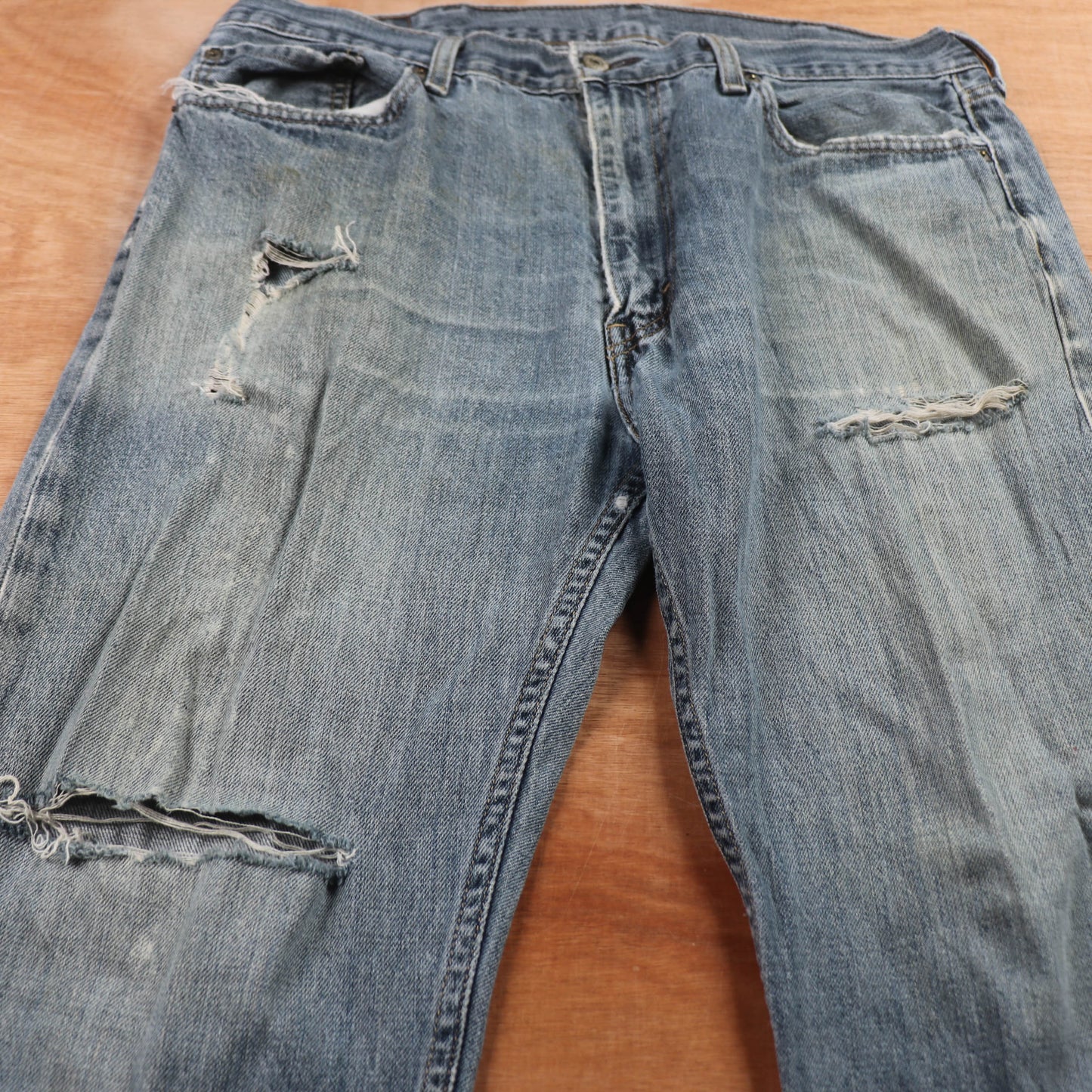 Levi's 505 Red Tab W36 L29 Straight Leg Regular Fit Classic Ripped Style Blue De