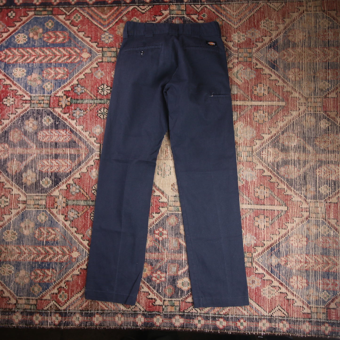 Dickies W26 L30 Straight Leg Blue Cotton Blend Trousers