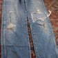 Wrangler W34 L29 Straight Leg Classic Ripped Style Blue Denim Jeans