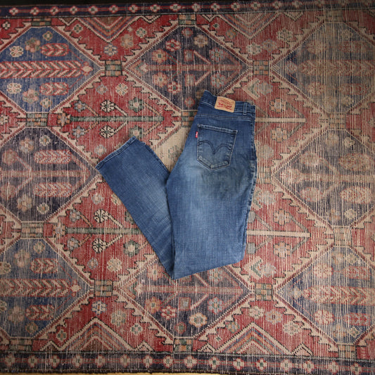Levi's W30 L30 Straight Leg Classic Ripped Style Blue Denim Jeans