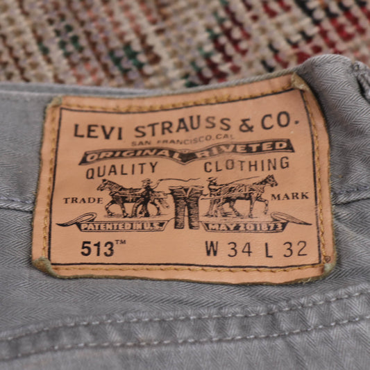 Levi's 513 W32 L31 Straight Leg Slim Fit Grey Denim Jeans
