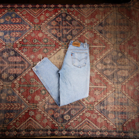 Levi's 550 Orange Tab W28 L29 Tapered Leg Relaxed Fit Blue Denim Jeans