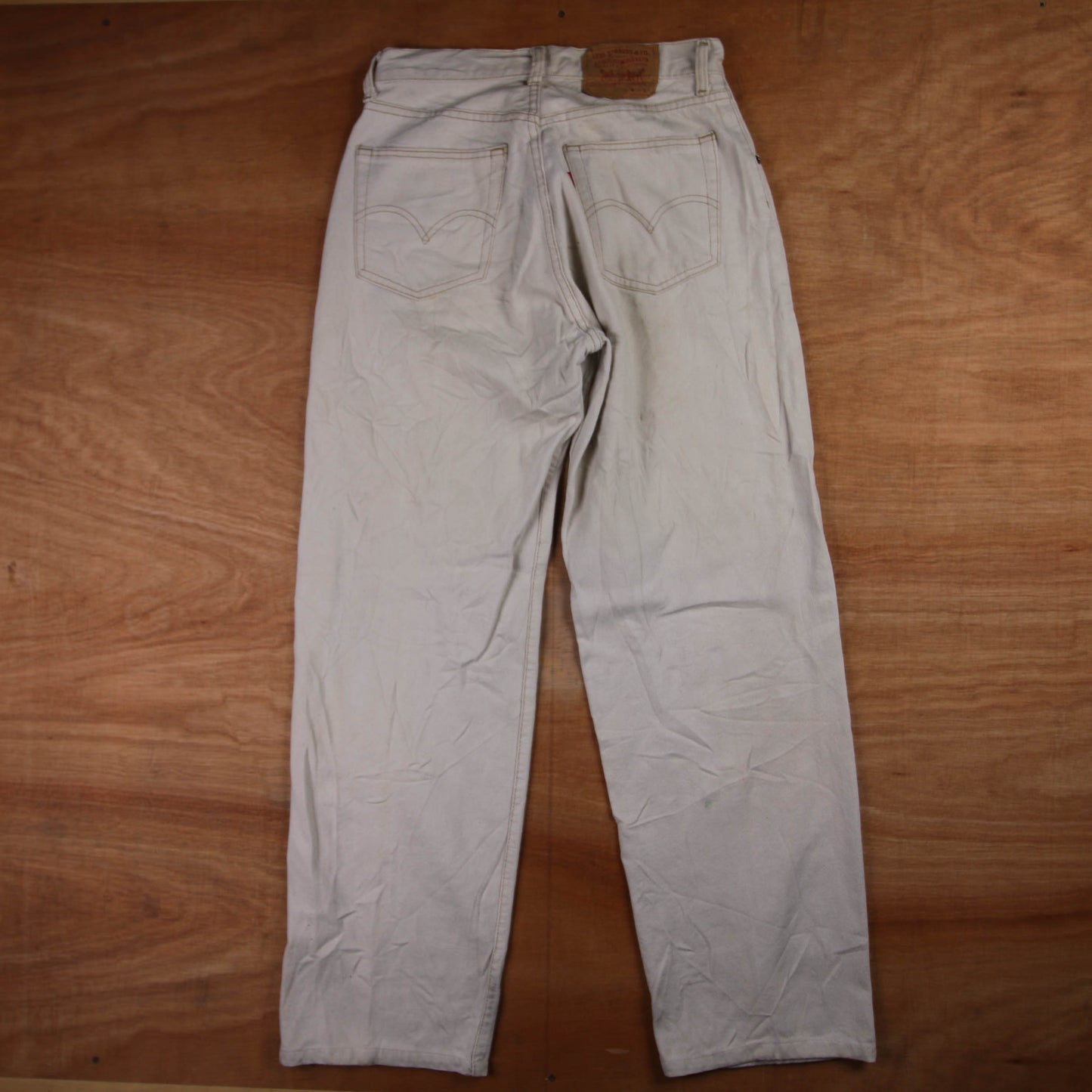 Levi's 505 Red Tab W30 L31 Straight Leg Regular Fit Beige Denim Jeans
