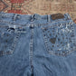 Lee W34 L27 Straight Leg Relaxed Fit Classic Ripped Style Blue Denim Jeans