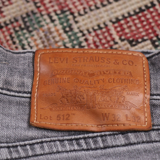 Levi's 512 W30 L30 Tapered Leg Slim Fit Grey Denim Jeans