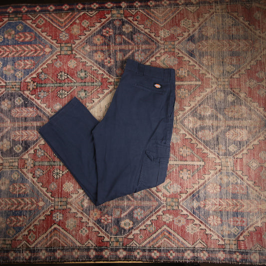 Dickies W38 L30 Cargos Blue Cotton Blend Trousers