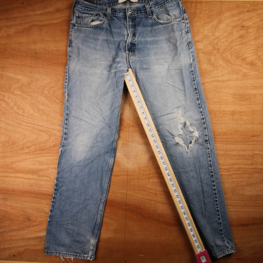 Levi's 550 Red Tab W38 L34 Tapered Leg Relaxed Fit Classic Ripped Style Blue Den