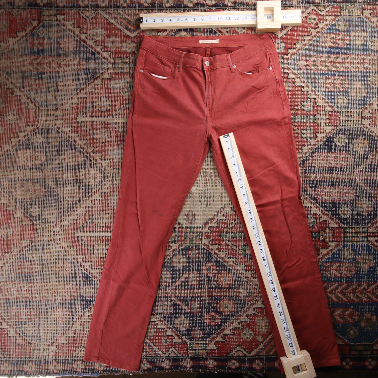 Levi's W32 L30 Mid Rise Skinny Fit Red Denim Jeans