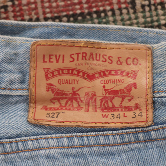 Levi's 527 Red Tab W34 L34 Bootcut Blue Denim Jeans