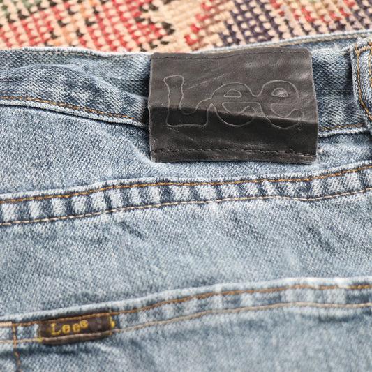 Lee W32 L32 Straight Leg Relaxed Fit Classic Ripped Style Blue Denim Jeans