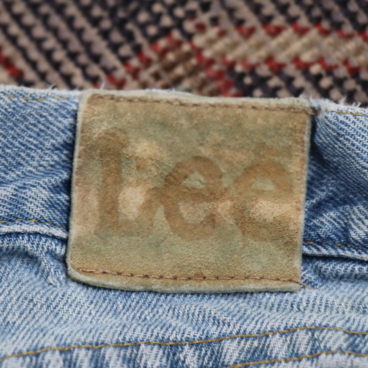 Lee W32 L31 Straight Leg Relaxed Fit Classic Ripped Style Blue Denim Jeans