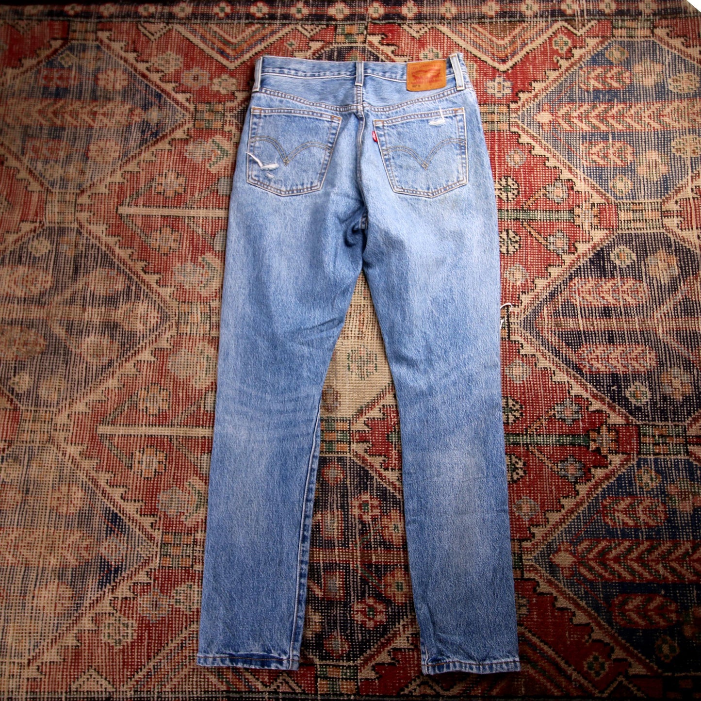 Levi's 501 W28 L28 Original Fit Classic Ripped Style Blue Denim Jeans